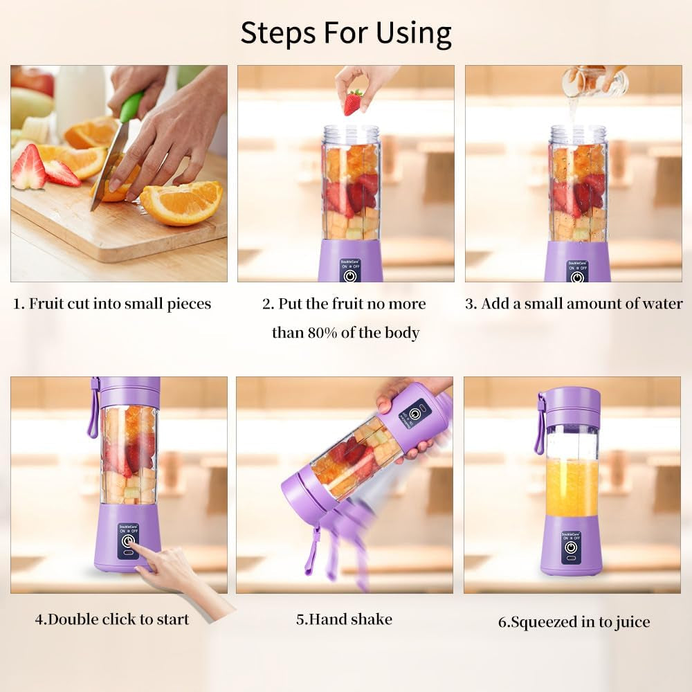 Portable Electric USB Juicer Blender Juicer for Shakes and Smoothies, Juice,380Ml,