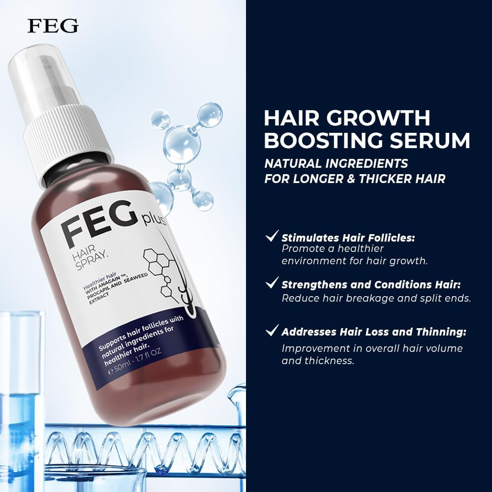 FEGPLUS Minoxidil Hair & Beard Growth Serum (50ml), Rosemary Oil for Hair Growth Booster