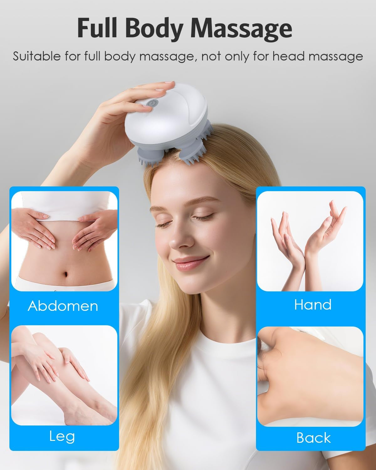 Upgraded Electric Scalp Massager, Portable Head Massager with Kneading 96 Massage Nodes,