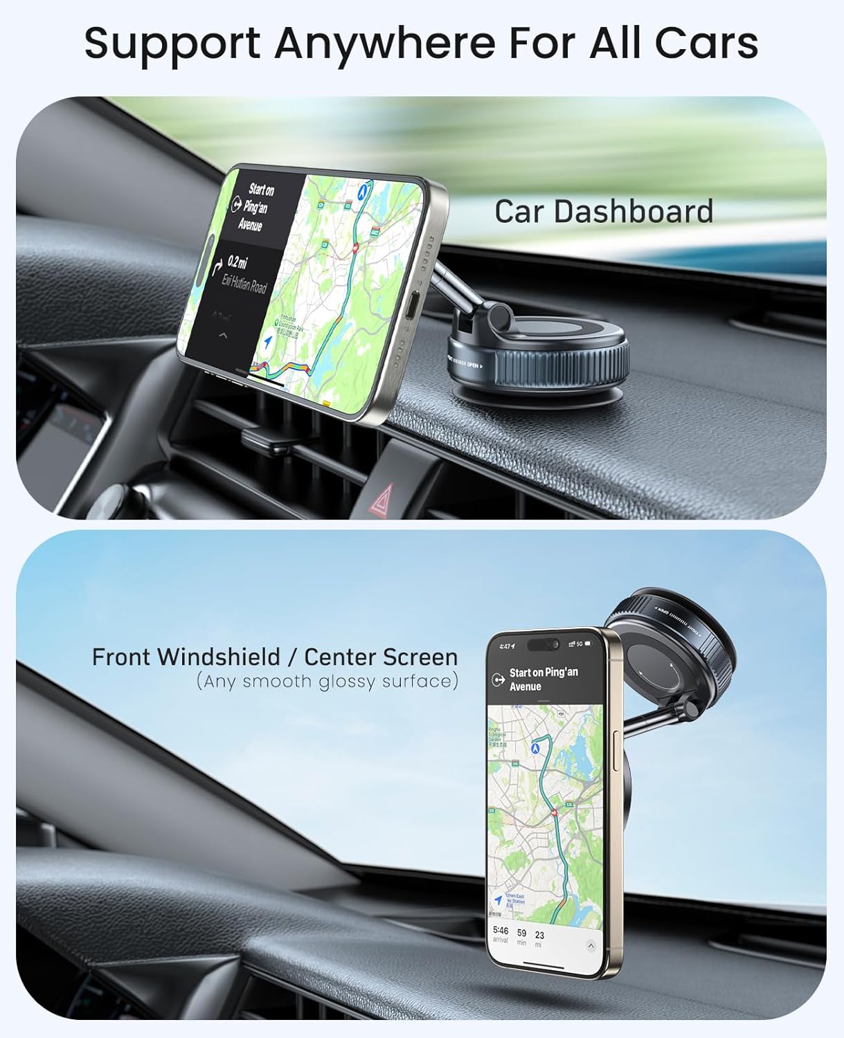 🧲 Vacuum Suction Magnetic Car Phone Holder