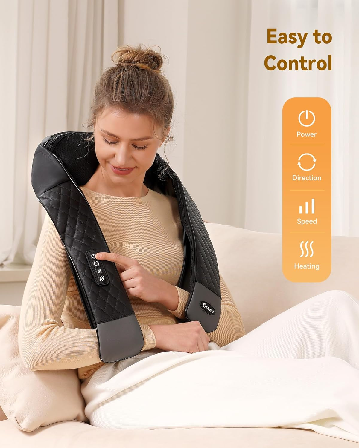 Neck, Back and Shoulder Massager with Heat, Deep Tissue 4D Kneading Massage Pillow for Shoulder