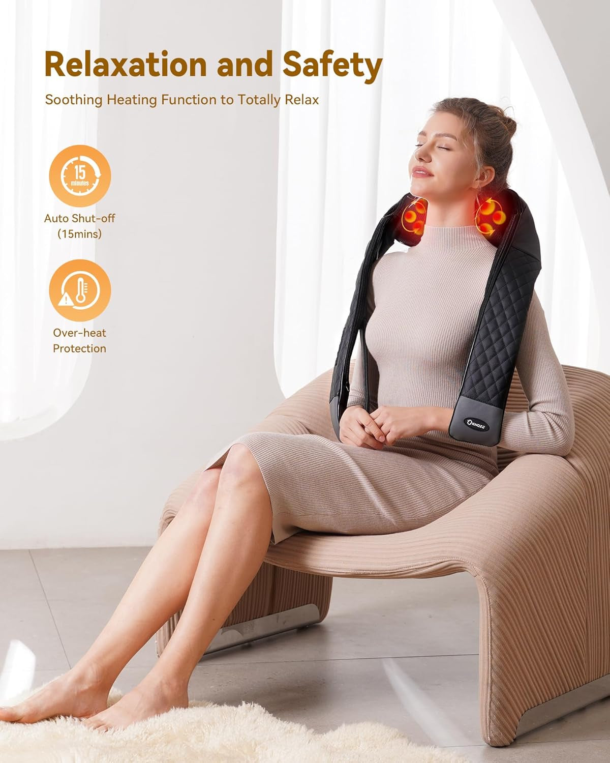 Neck, Back and Shoulder Massager with Heat, Deep Tissue 4D Kneading Massage Pillow for Shoulder