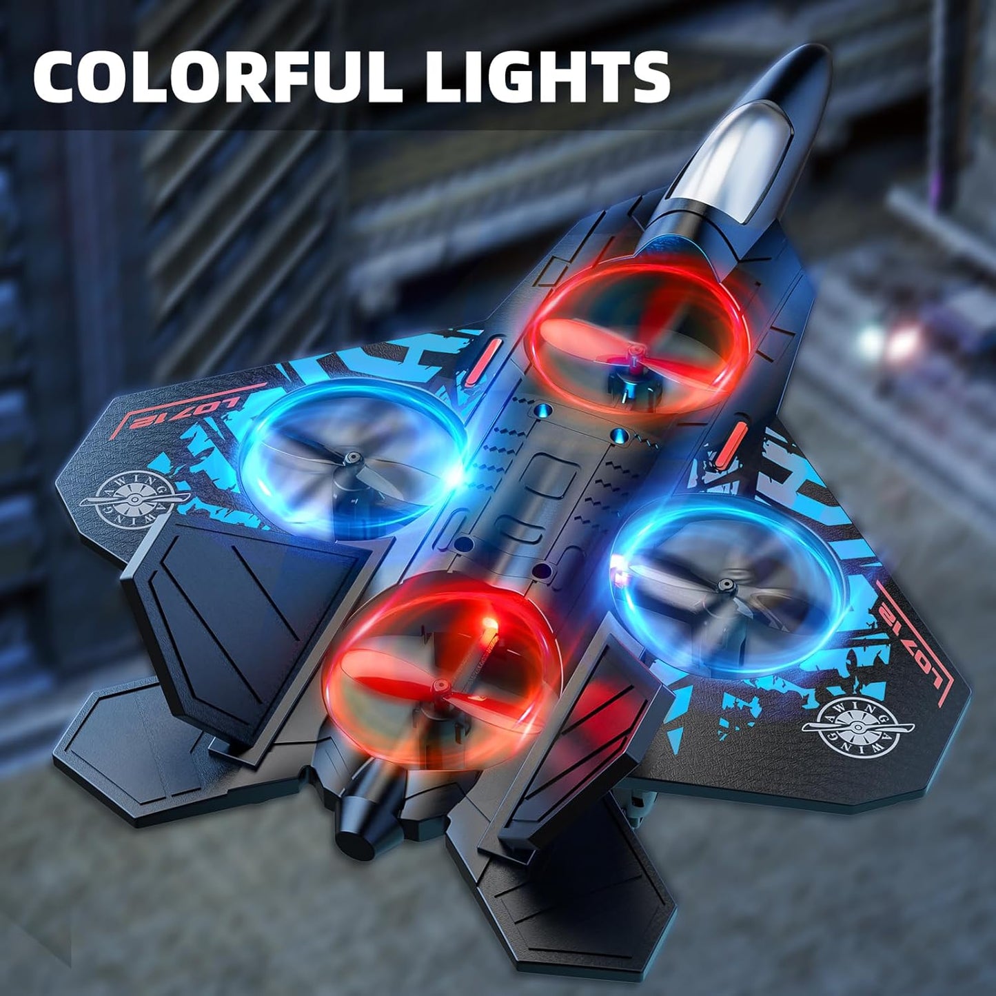 Foam Remote Control Airplane for Kids 8-12, 2.4 Ghz RC Plane with Colorful Lights, 360° Flips & Stunt Roll,