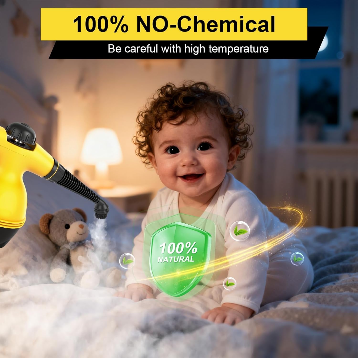 Handheld Steam Cleaner for Home, Powerful Pressurized Steam Cleaner Natural Steamer for Cleaning Car