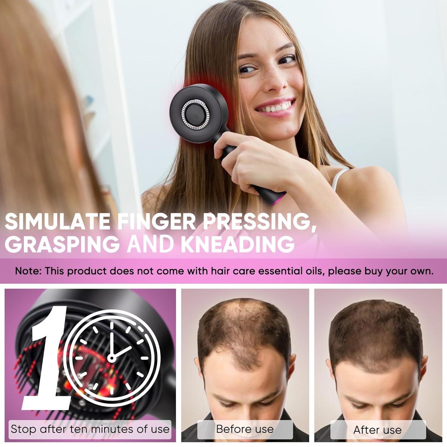 3 in 1 Scalp Massager Hair Growth Hair Oil Applicator, Waterproof Electric Scalp  Head Massager