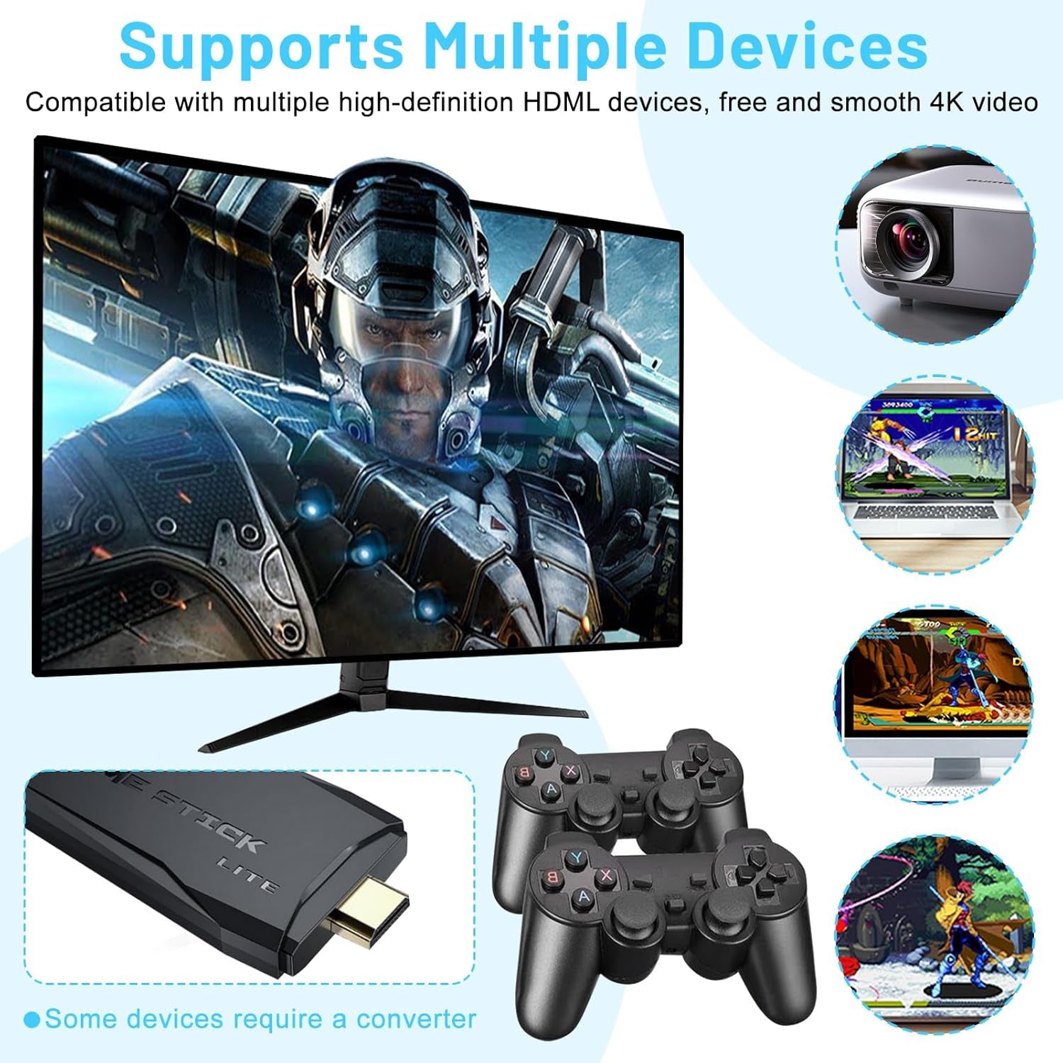 M8 PRO Wireless Game Console - Retro Gaming Consoles with Built in Classic Games, 9 Classic Emulators