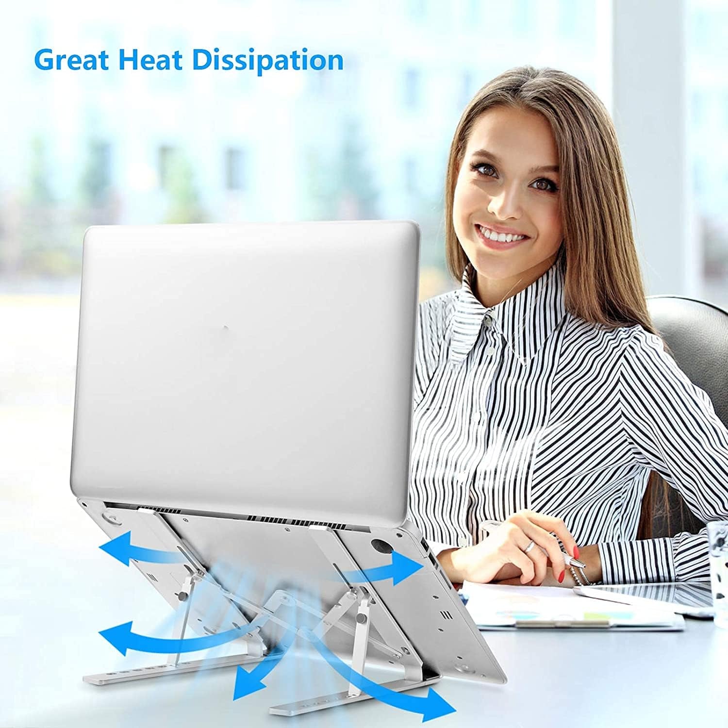 Laptop Stand for Desk, Ergonomic Design Adjustable Aluminum Foldable Portable Computer Stand
