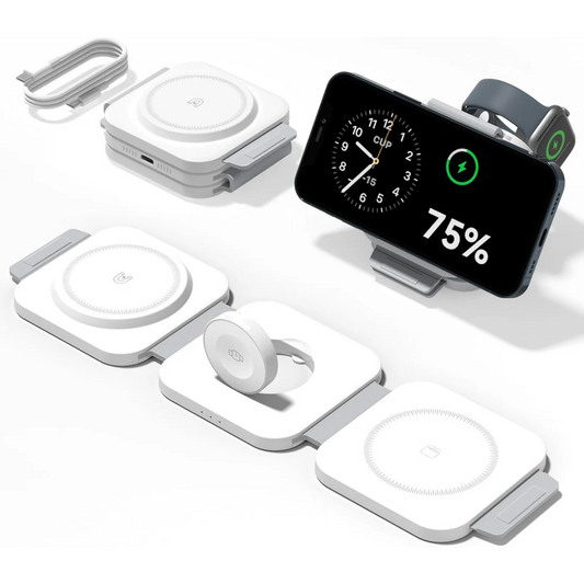 3 in 1 Charging Station for Apple Multiple Devices, Foldable Magnetic Fast Wireless Charger Dock,