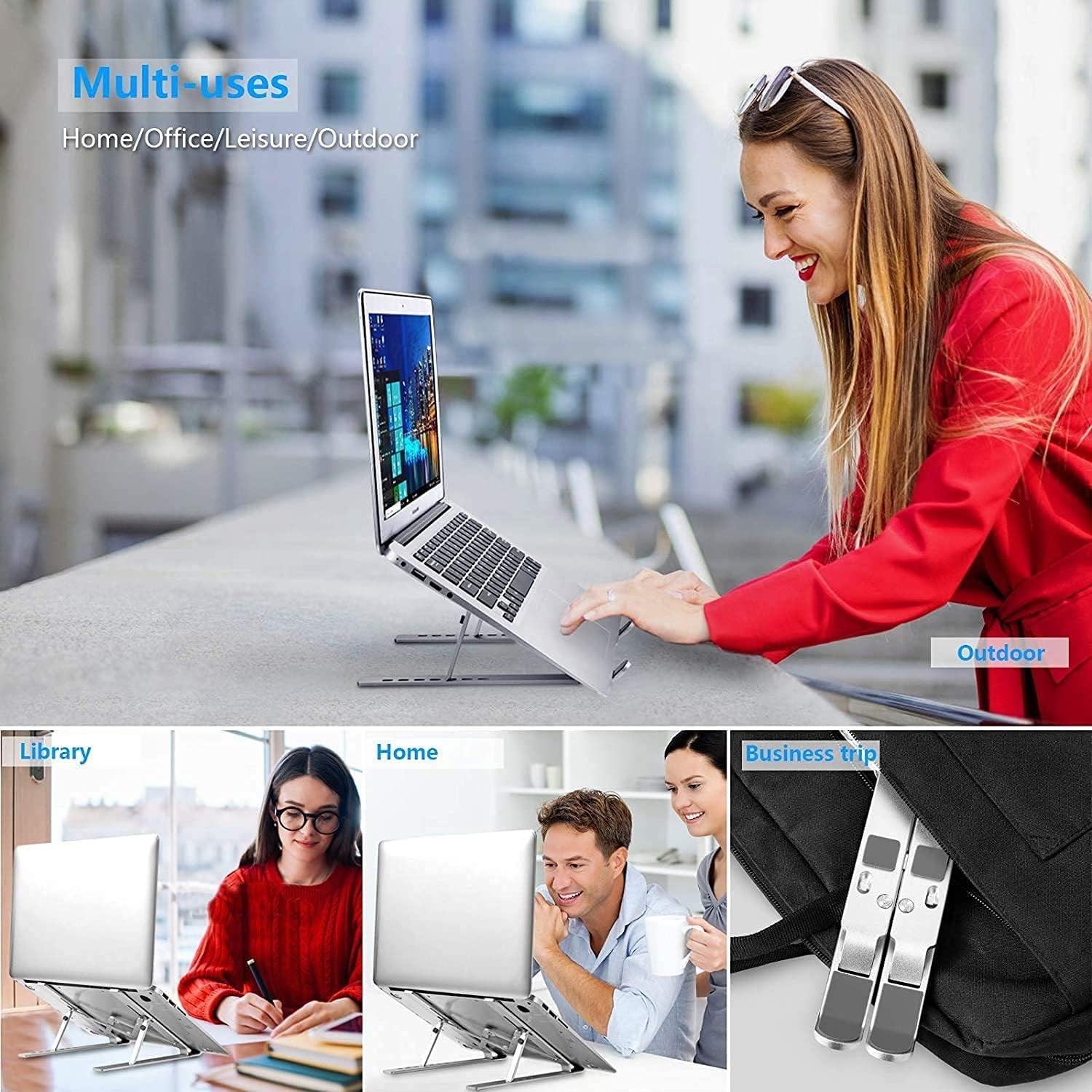 Laptop Stand for Desk, Ergonomic Design Adjustable Aluminum Foldable Portable Computer Stand