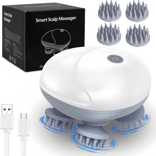 Upgraded Electric Scalp Massager, Portable Head Massager with Kneading 96 Massage Nodes,