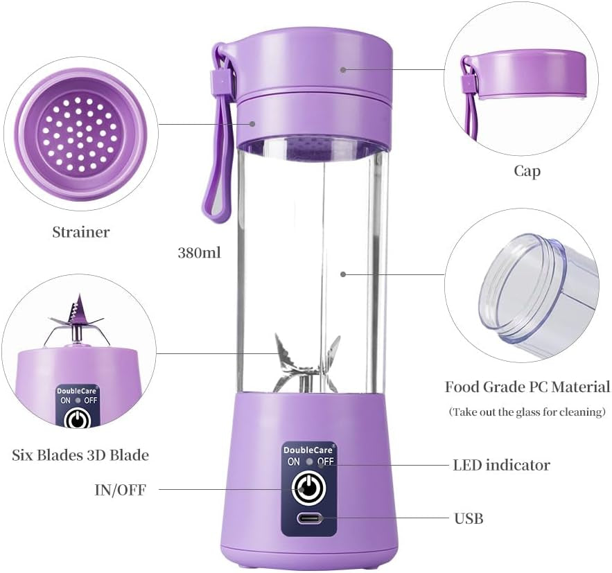 Portable Electric USB Juicer Blender Juicer for Shakes and Smoothies, Juice,380Ml, 