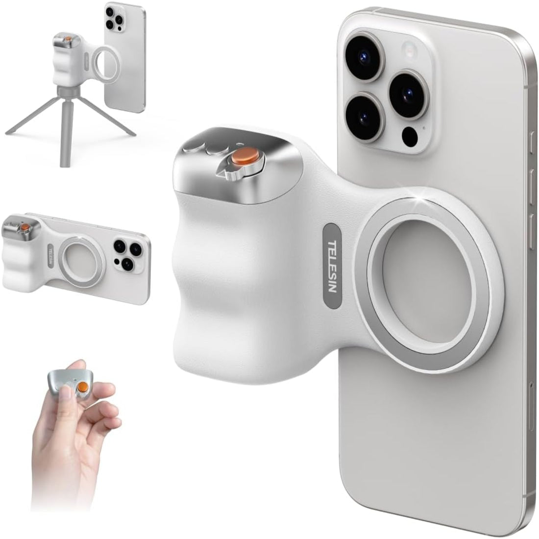 Fun Shot Magnetic Phone Camera DSLR Style Shutter Grip for Iphone & Android with Detachable Wireless Shutter Button 