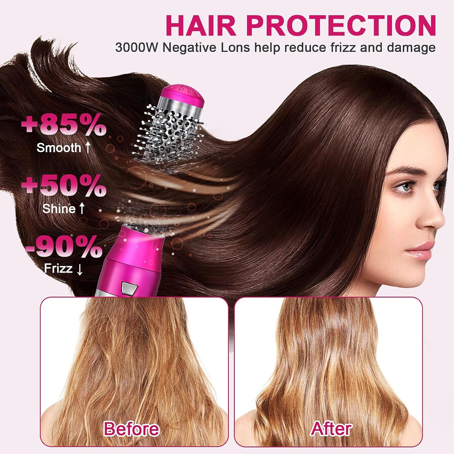 Blow Dryer Brush Set, Air Sculpt 3-In-1 Hot Air Brush Blow Dryer - Salon Blowout Styler for Smooth Curls 