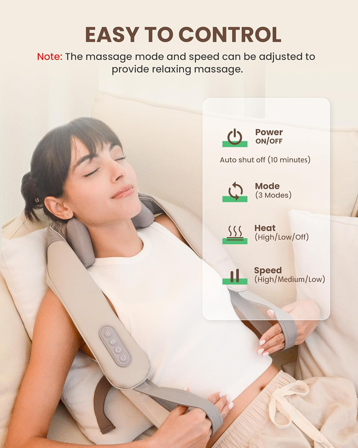 Rechargeable Cordless Neck Massager with Heat, 4D Deep Kneading Neck Shoulder Massager for Pain, 