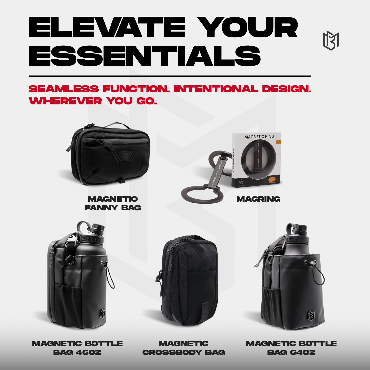 Magnetic Gym Bag for Men and Women – Sling Bottle with Magnetic Attachment | Water Bottle Holder, Gym Pouch