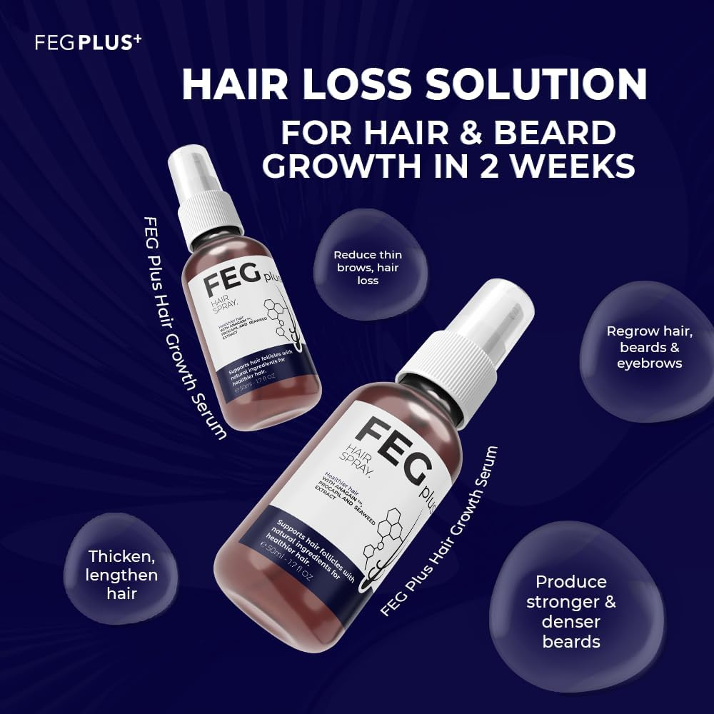FEGPLUS Minoxidil Hair & Beard Growth Serum (50ml), Rosemary Oil for Hair Growth Booster