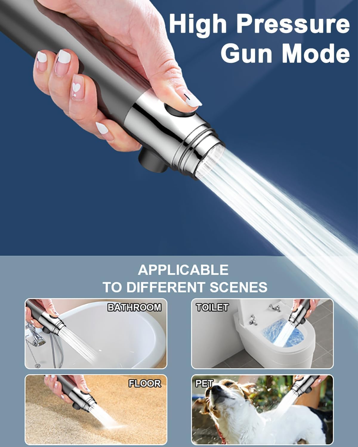 Adjustable High Pressure Shower Head for Bathing and Rinsing Fish Tank and Pets