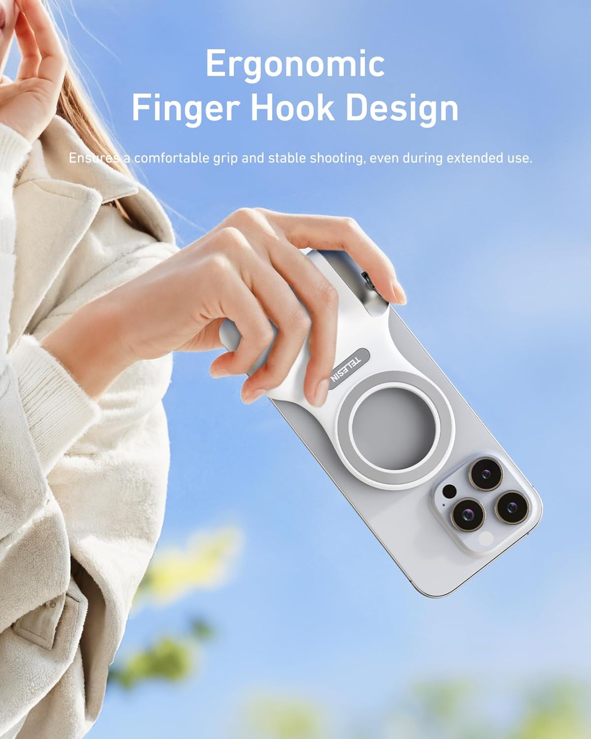 Fun Shot Magnetic Phone Camera DSLR Style Shutter Grip for Iphone & Android with Detachable Wireless Shutter Button 