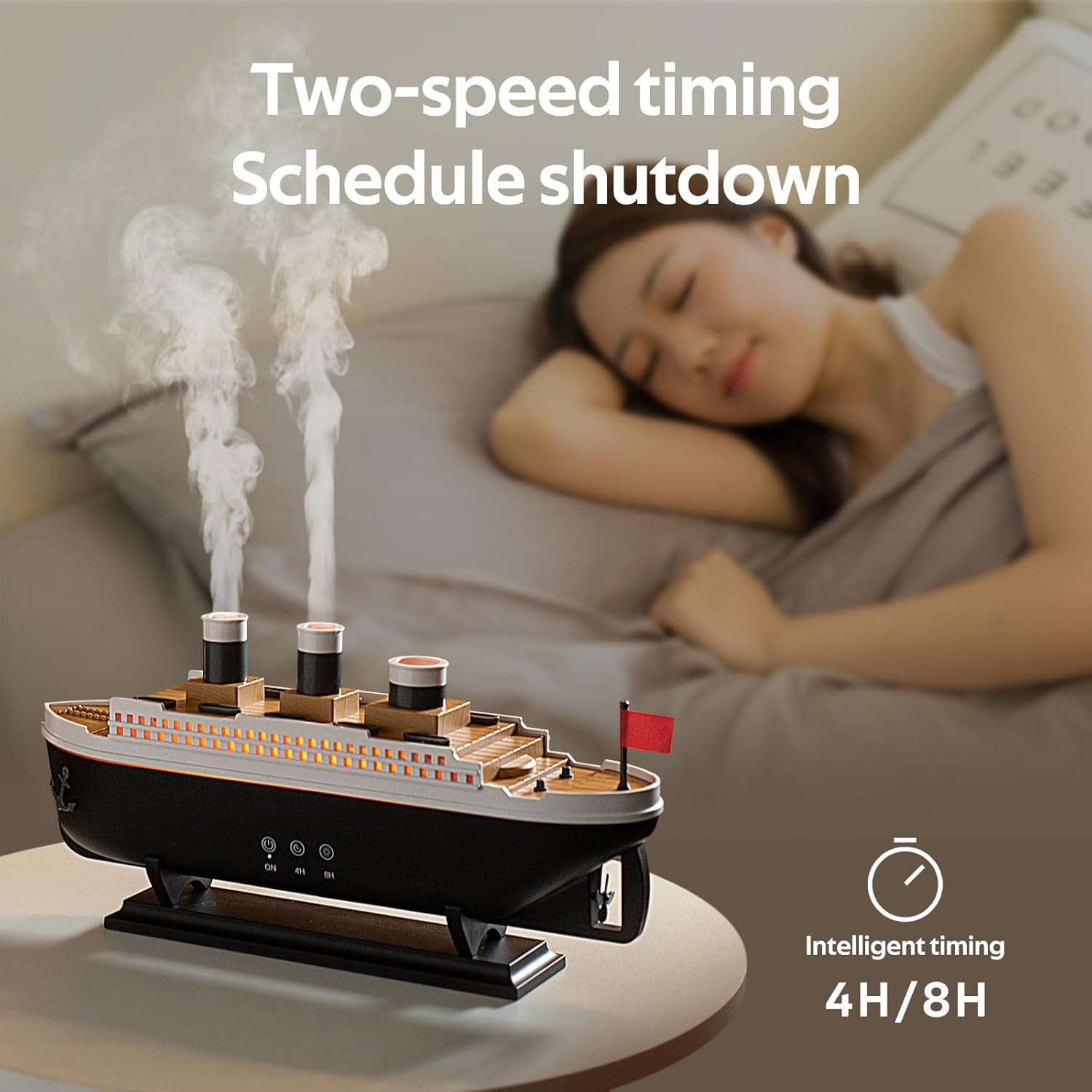 Titanic Essential Oil Diffuser Cool Mist Ultrasonic Aroma Aromatherapy Humidifier (Black White)