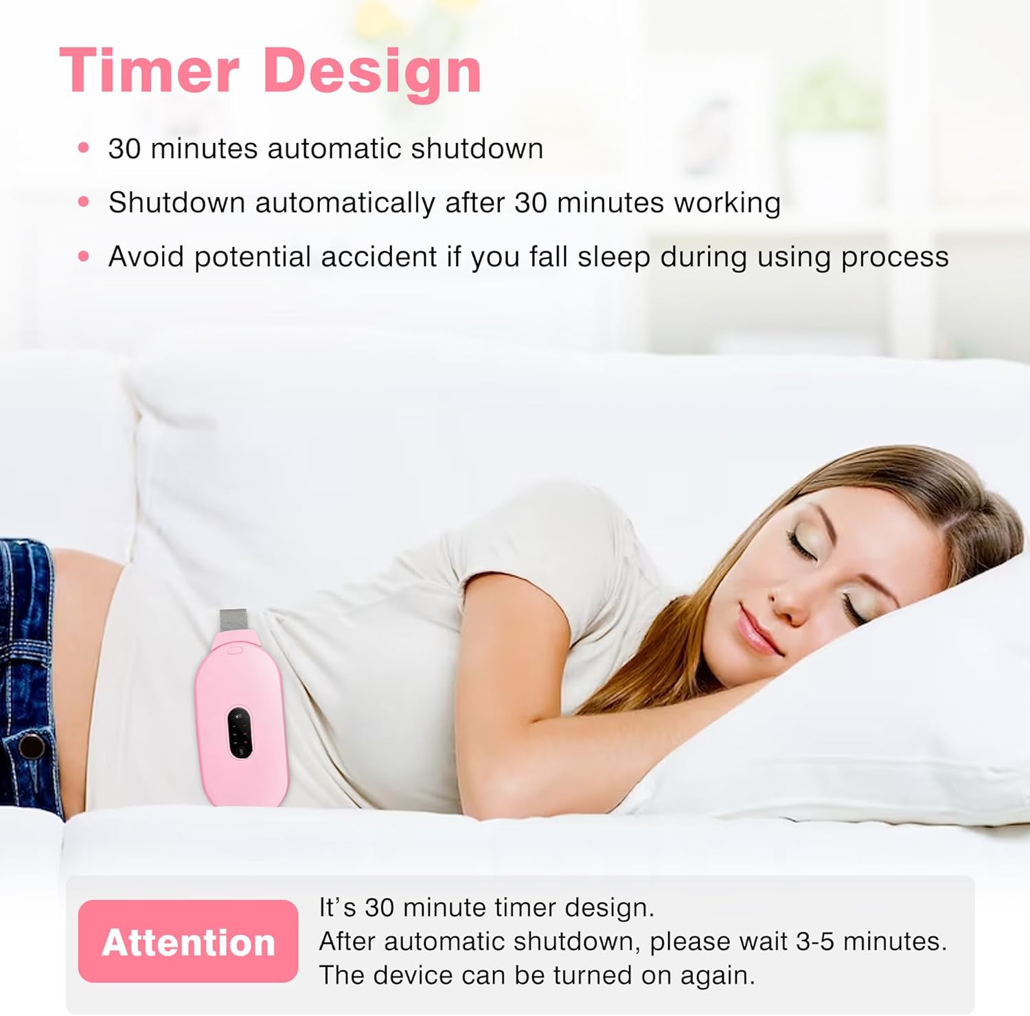 Portable Period Cramp Relief Massager, Cordless Heating Pad with 6 Heat Levels  (Pink)