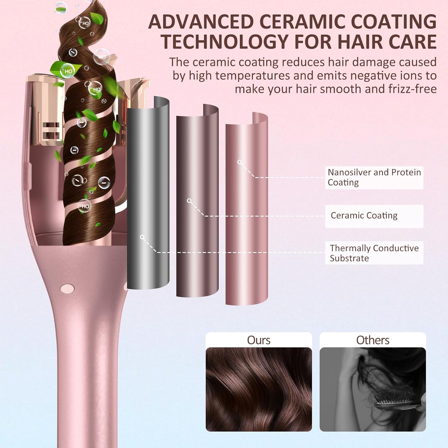 Automatic Curling Iron, Hair Curler 1" Large Slot, 4 Temperature Settings, Fast Heating Easy for Use
