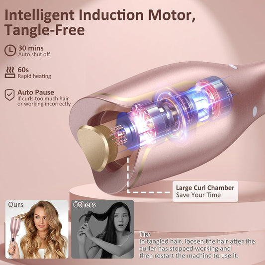 Automatic Curling Iron, Hair Curler 1" Large Slot, 4 Temperature Settings, Fast Heating Easy for Use