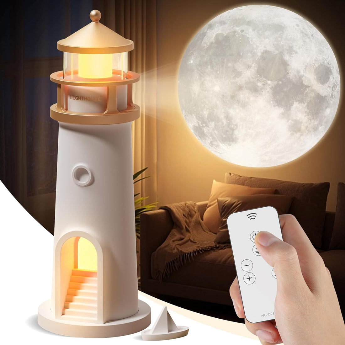 Rechargeable Lighthouse Table Lamp Decor Night Light for Kids, Christmas Birthday Gifts for Kids Boys Girl