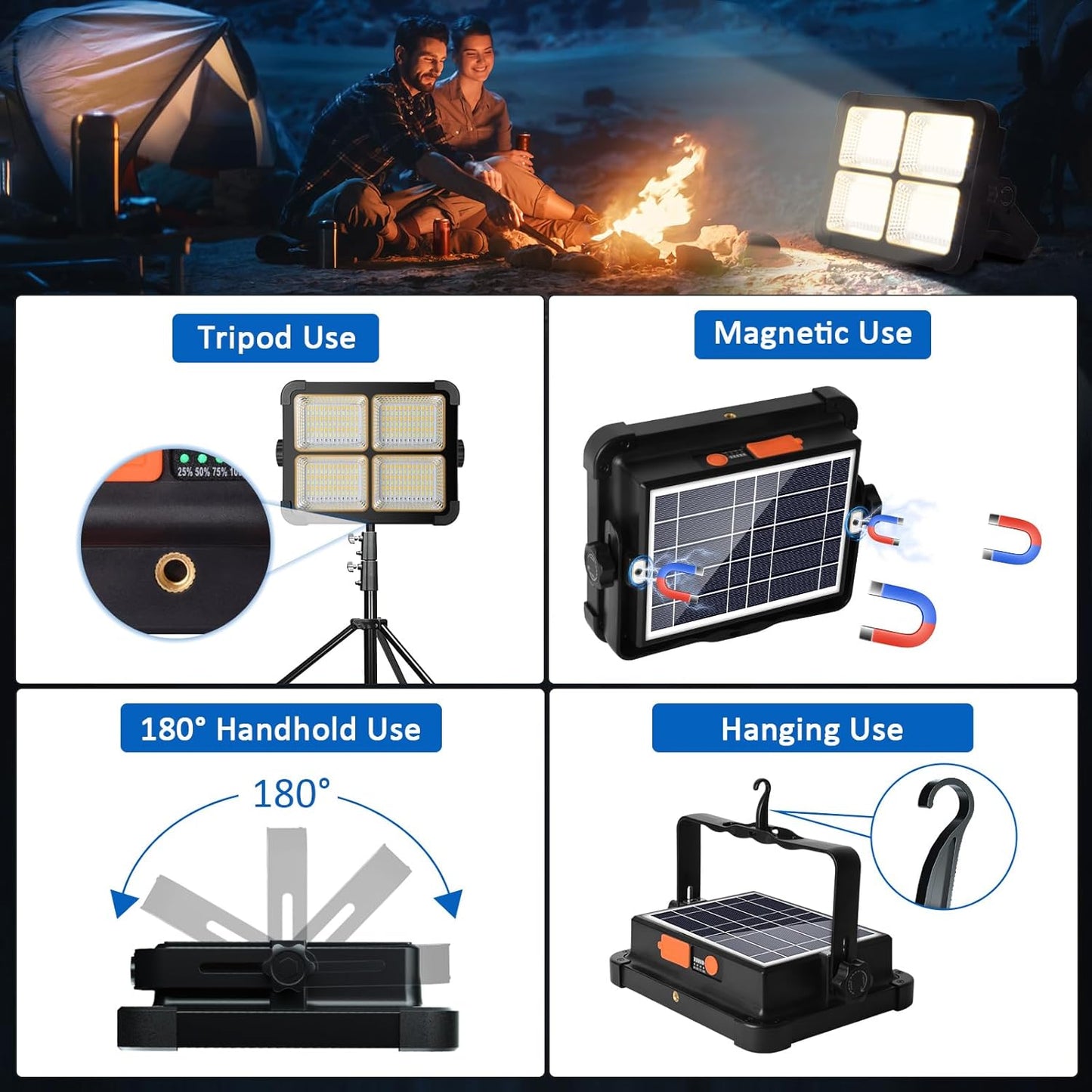 ☀️ Solar LED Flood Light 100W – Emergency Power Bank 🔦
