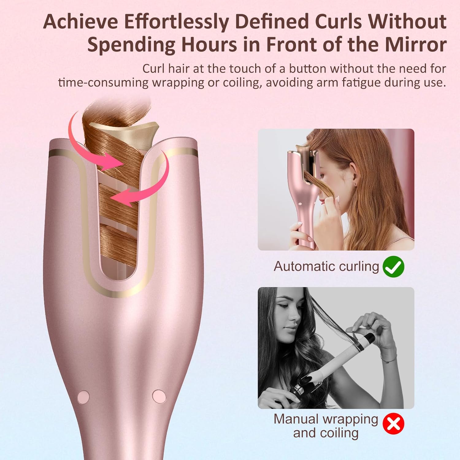 Automatic Curling Iron, Hair Curler 1" Large Slot, 4 Temperature Settings, Fast Heating Easy for Use