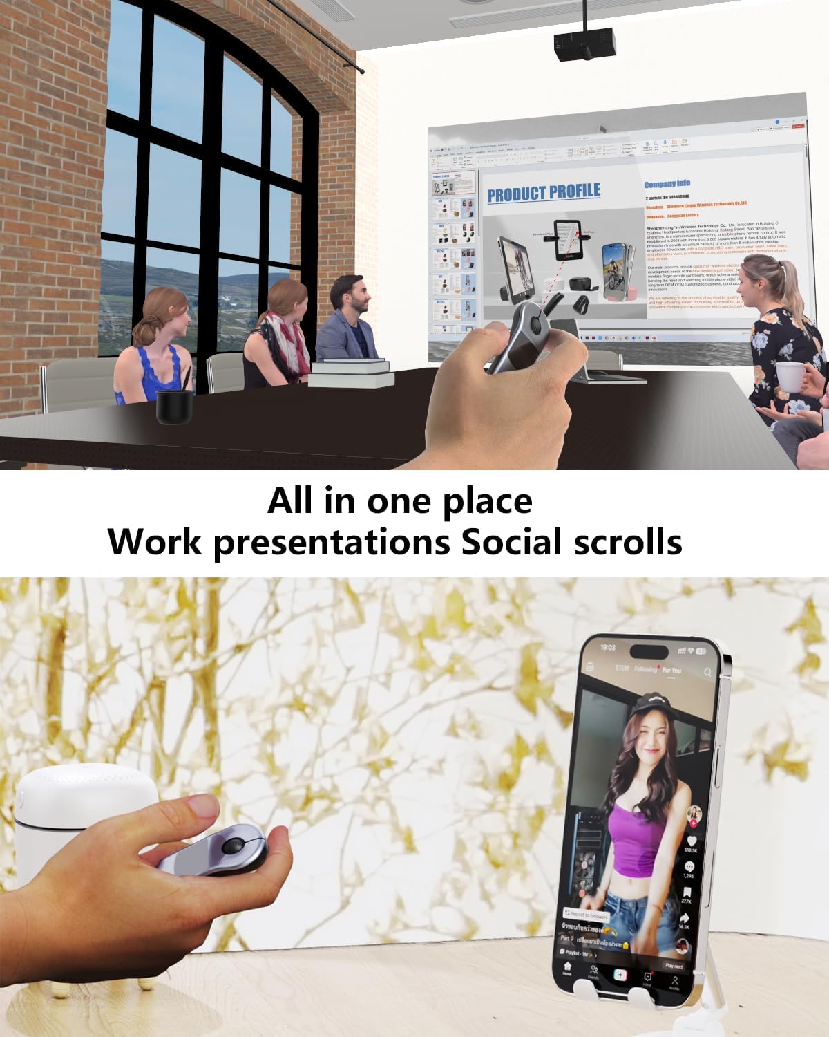 D13 Pro Rechargeable Multi-Functional Air Laser Mouse for Pc/Ios/Android with Touchpad Wireless Presentation 