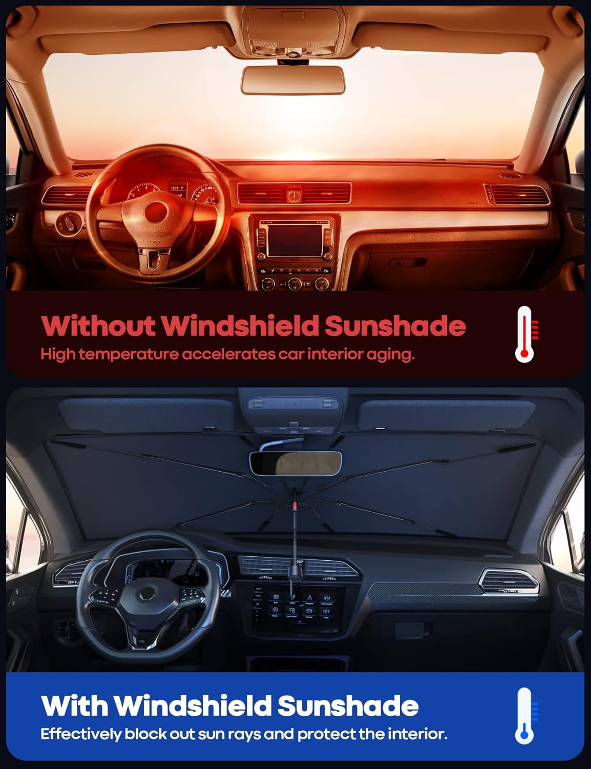 ☂️ Car Windshield Sunshade Umbrella – UV Heat Protection 🚗