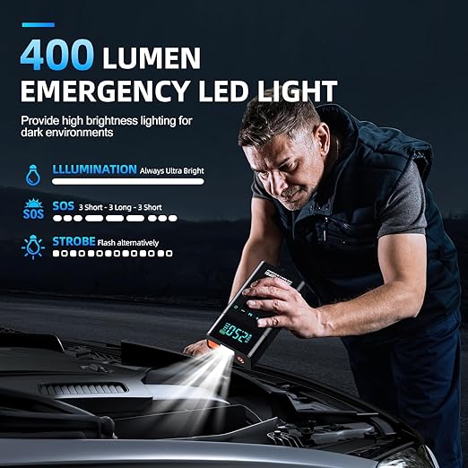 🚗⚡ Heavy-Duty Car Battery Booster & Tire Inflator
