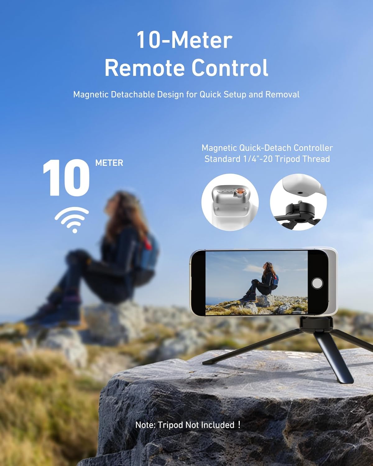 Fun Shot Magnetic Phone Camera DSLR Style Shutter Grip for Iphone & Android with Detachable Wireless Shutter Button 