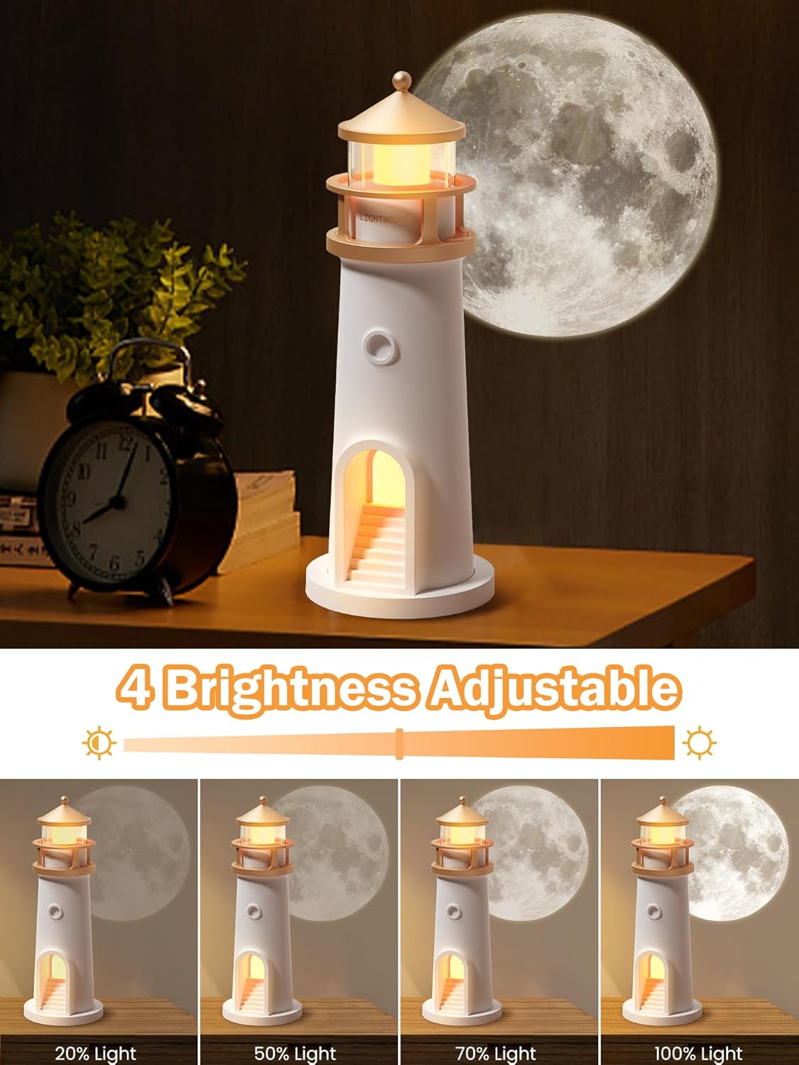 Rechargeable Lighthouse Table Lamp Decor Night Light for Kids, Christmas Birthday Gifts for Kids Boys Girl