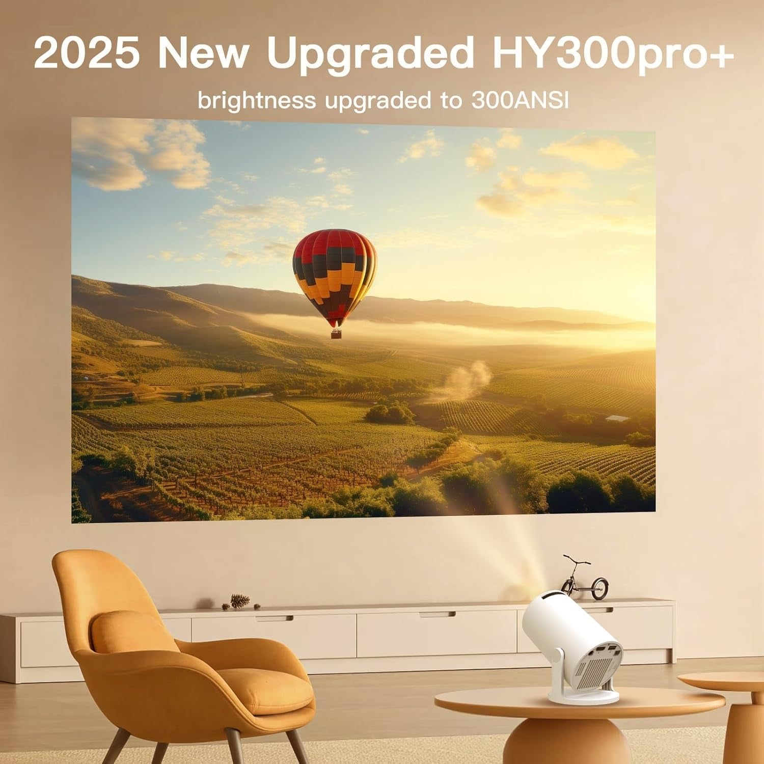 Built-In Apps & 2025 Upgraded Smart Projector with Wi-Fi 6 & Bluetooth 5.4, 1080P 4K Support Full HD