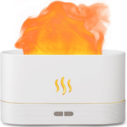 Essential Oil Diffuser Humidifer with Flame Light Effect, Humidifiers for Bedroom with 2 Brightness, 