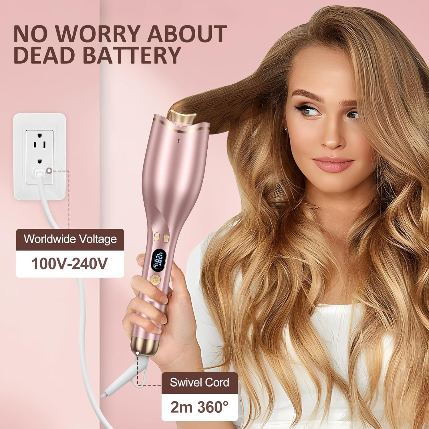 Automatic Curling Iron, Hair Curler 1" Large Slot, 4 Temperature Settings, Fast Heating Easy for Use