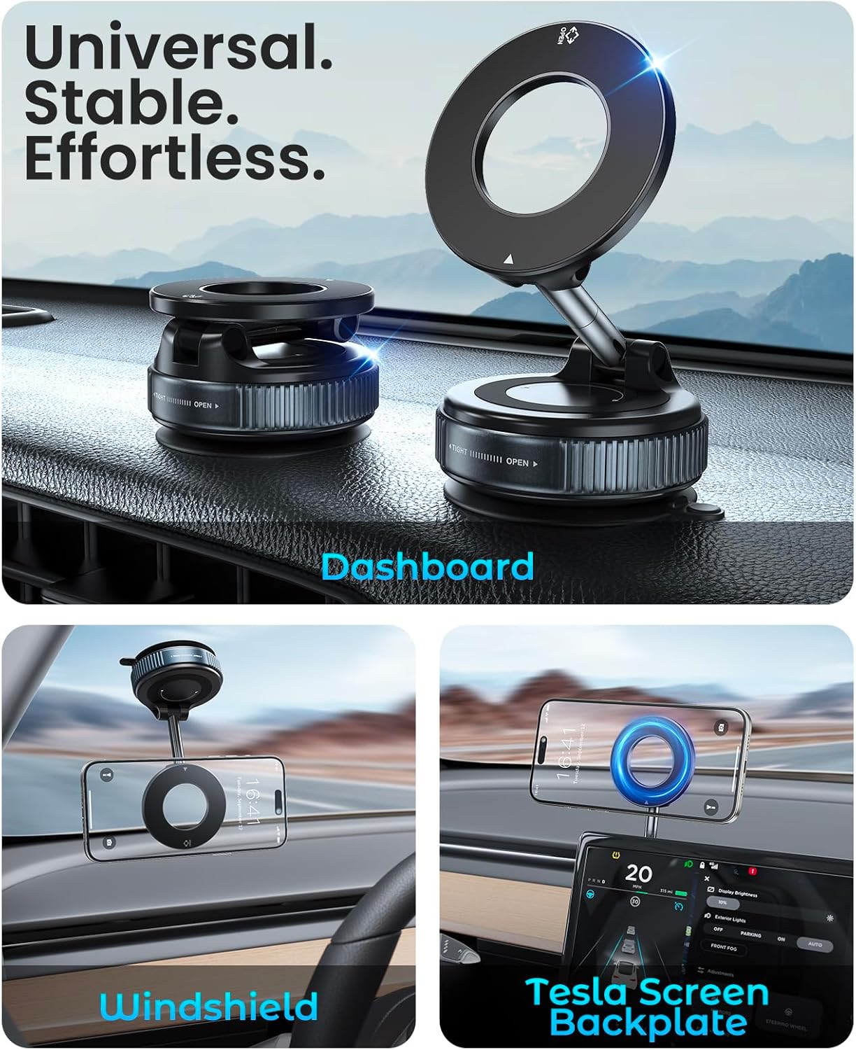 🧲 Vacuum Suction Magnetic Car Phone Holder