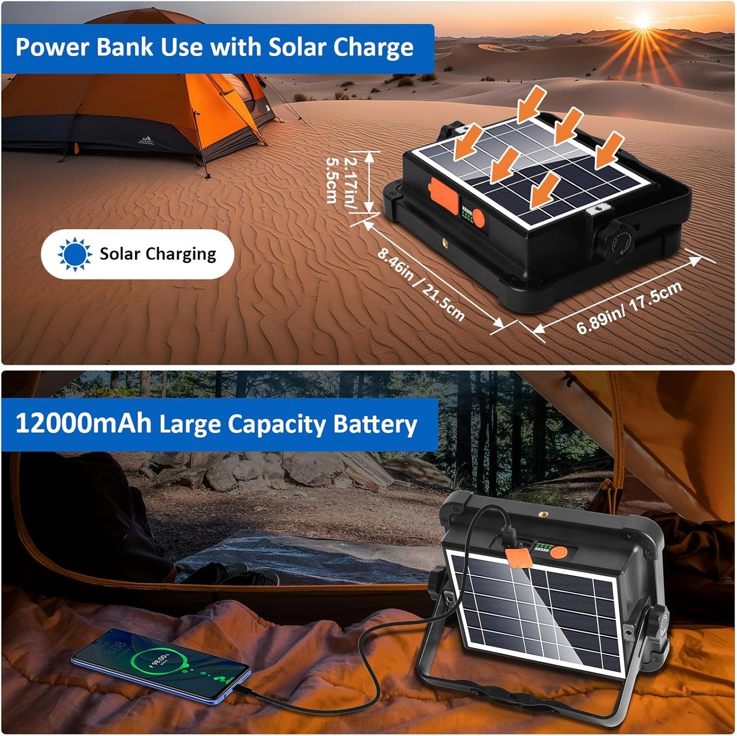 ☀️ Solar LED Flood Light 100W – Emergency Power Bank 🔦