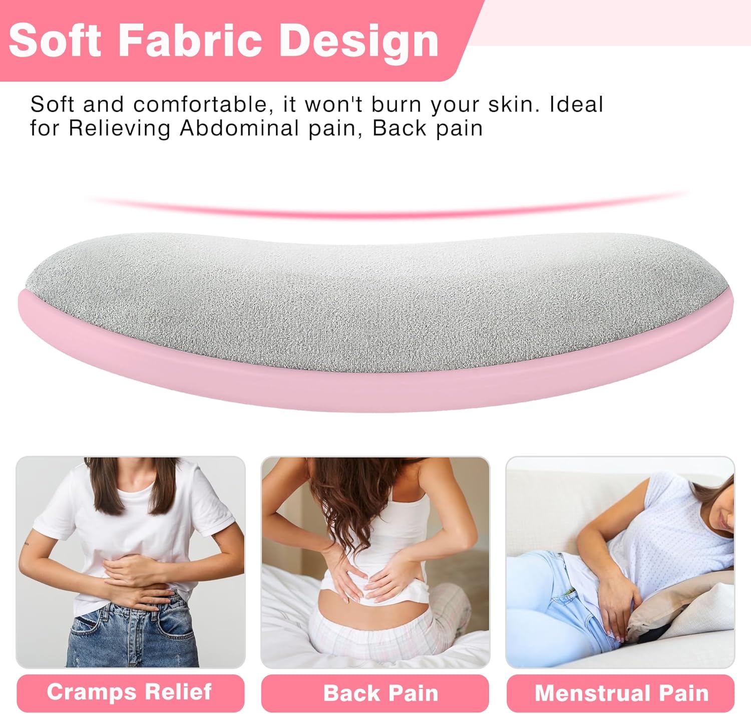 Portable Period Cramp Relief Massager, Cordless Heating Pad with 6 Heat Levels  (Pink)