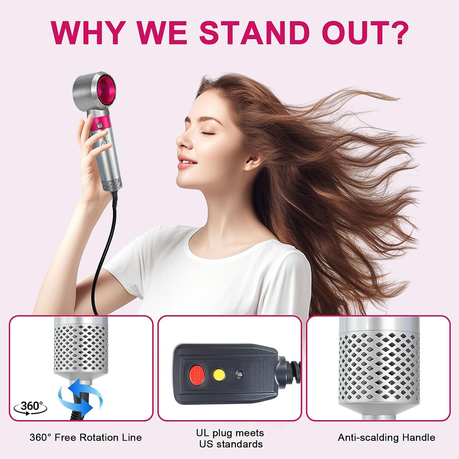 Blow Dryer Brush Set, Air Sculpt 3-In-1 Hot Air Brush Blow Dryer - Salon Blowout Styler for Smooth Curls 