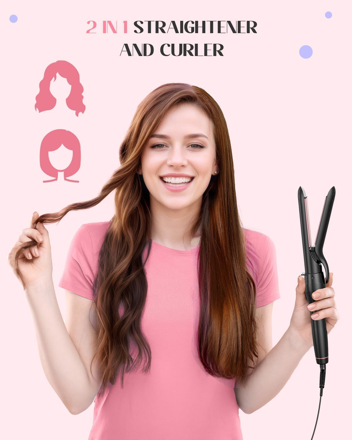 5 in 1 Curling Iron with Thermal Brush and 4 Interchangeable Ceramic Barrels(1/2 to 1 1/2 Inch),Gifts for Women