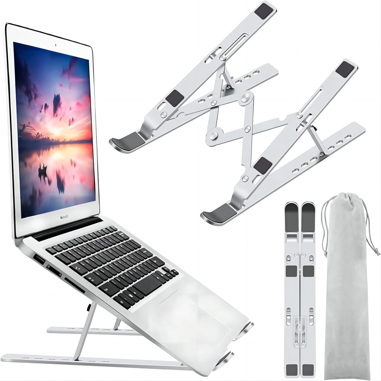 Laptop Stand for Desk, Ergonomic Design Adjustable Aluminum Foldable Portable Computer Stand