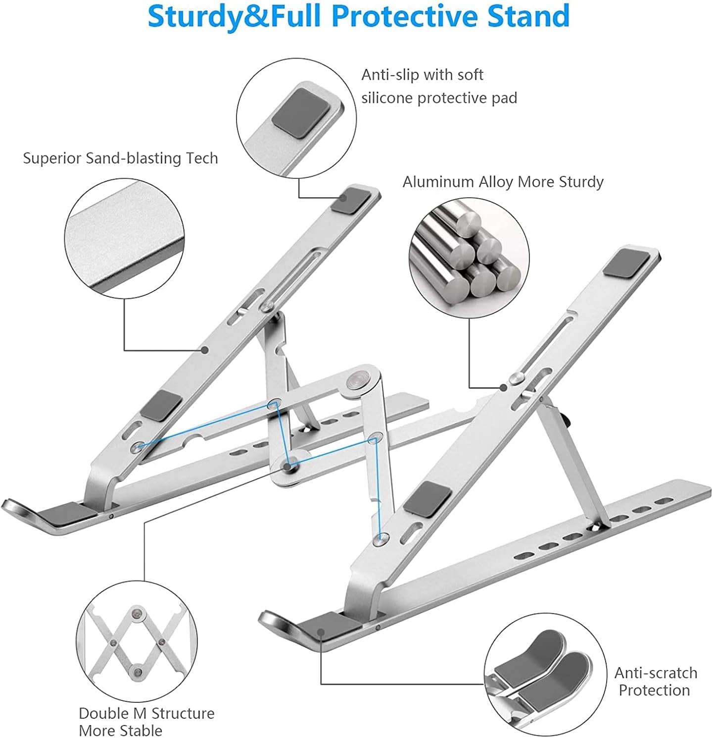 Laptop Stand for Desk, Ergonomic Design Adjustable Aluminum Foldable Portable Computer Stand