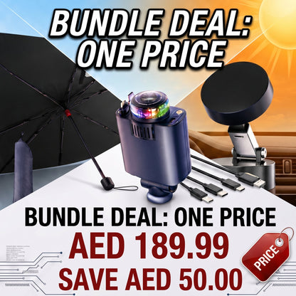 Ultimate Car Essentials Combo – Sunshade, Fast Charger & Phone Holder