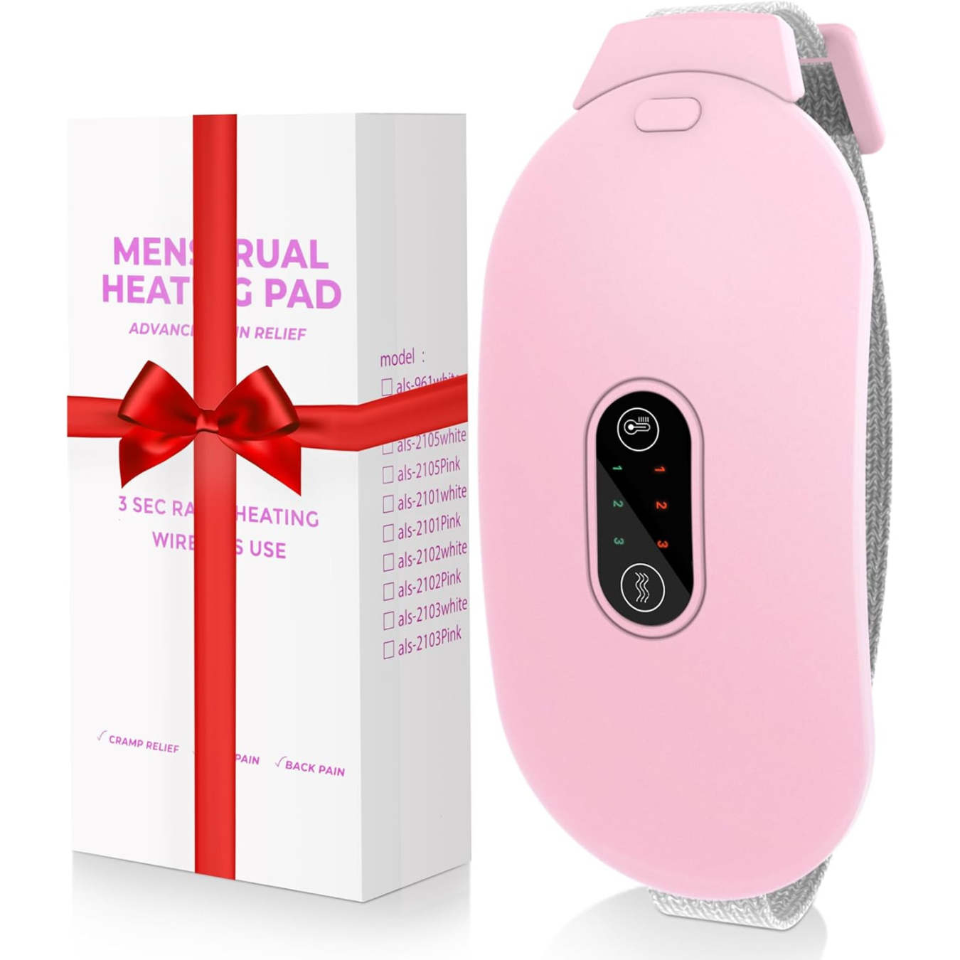🌸 Portable Period Cramp Relief Massager – Cordless Heating Pad (Pink)