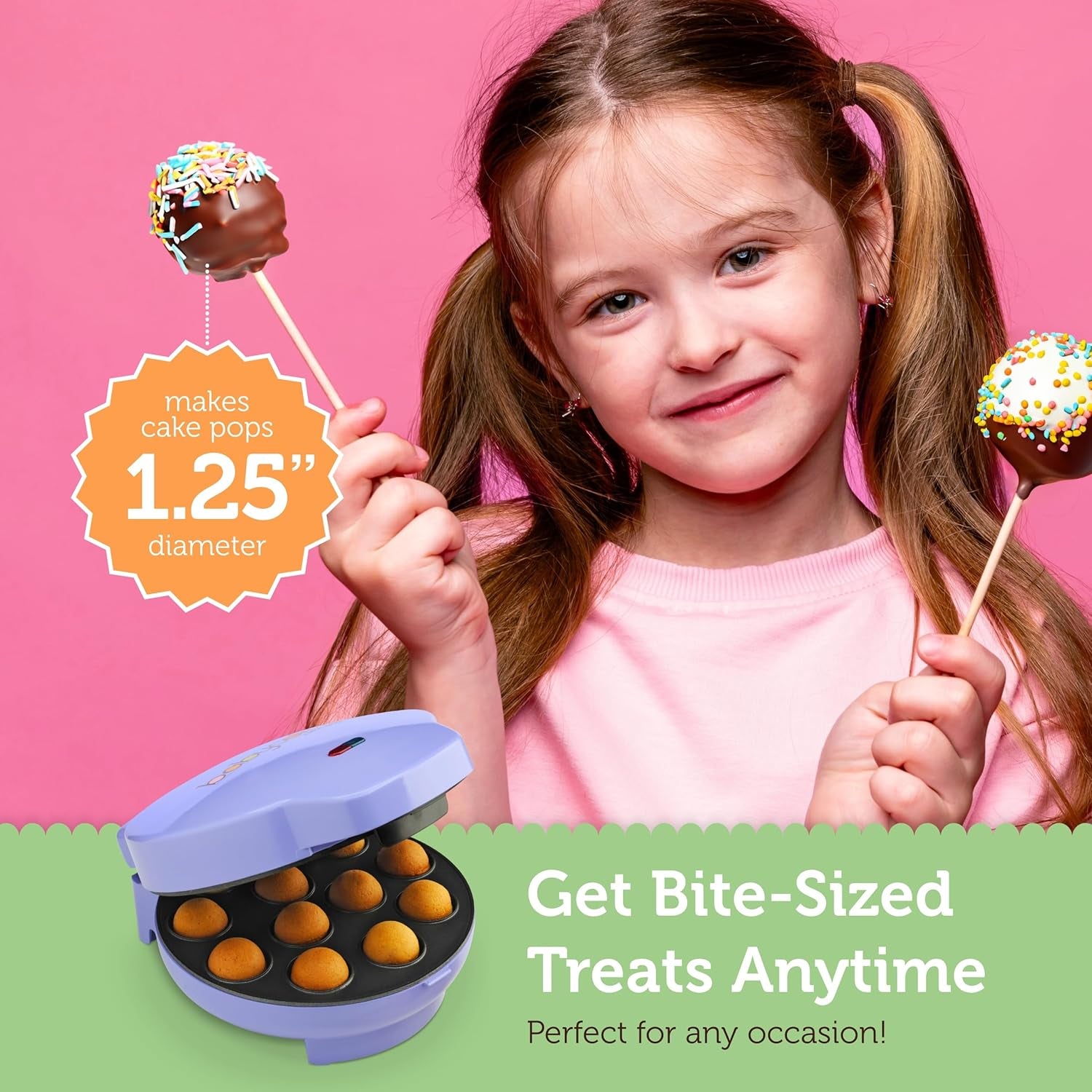 Cake Pop Maker by Select Brands - Kit for Birthdays & More - Includes Decorating Stand & 50 Sticks 