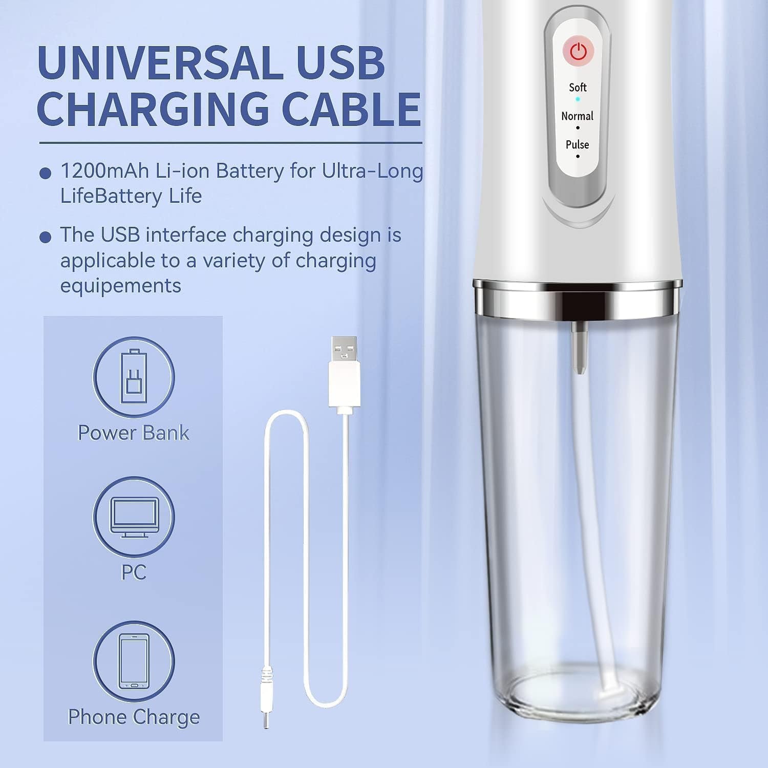 Water-Flosser-Cordless-Teeth-Cleaner Water Dental Flosser with 3 Modes 4 Jets Rechargeable 