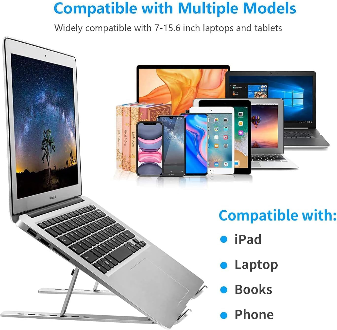 Laptop Stand for Desk, Ergonomic Design Adjustable Aluminum Foldable Portable Computer Stand