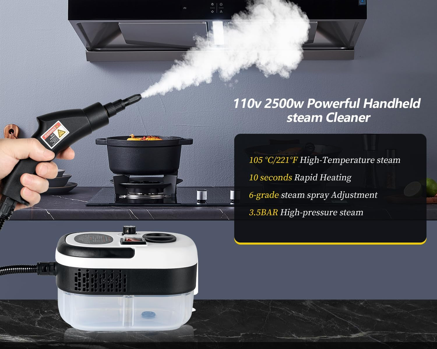 7 in 1 2500W High Pressure Steamer for Cleaning For Car, Handheld Steam Cleaner for Home